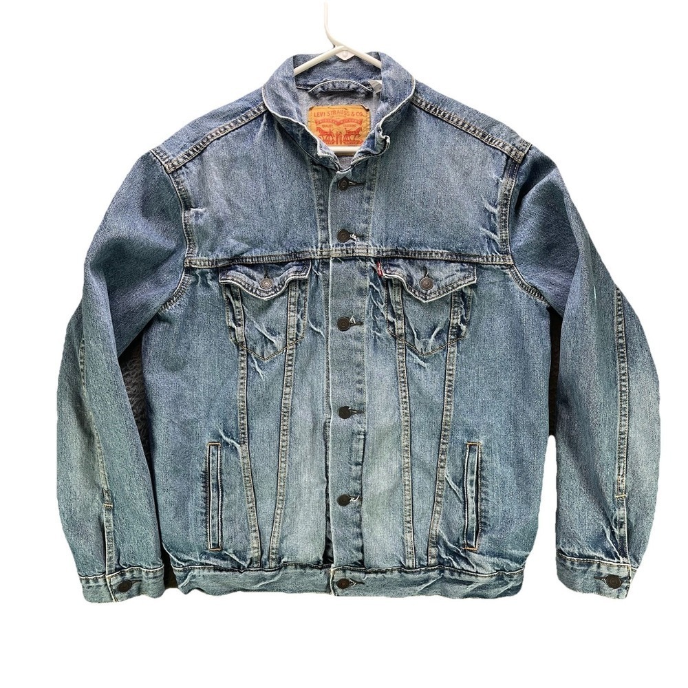 Levi's Trucker Denim Jacket Mens Large Blue Jean Faded 100% Cotton 72334